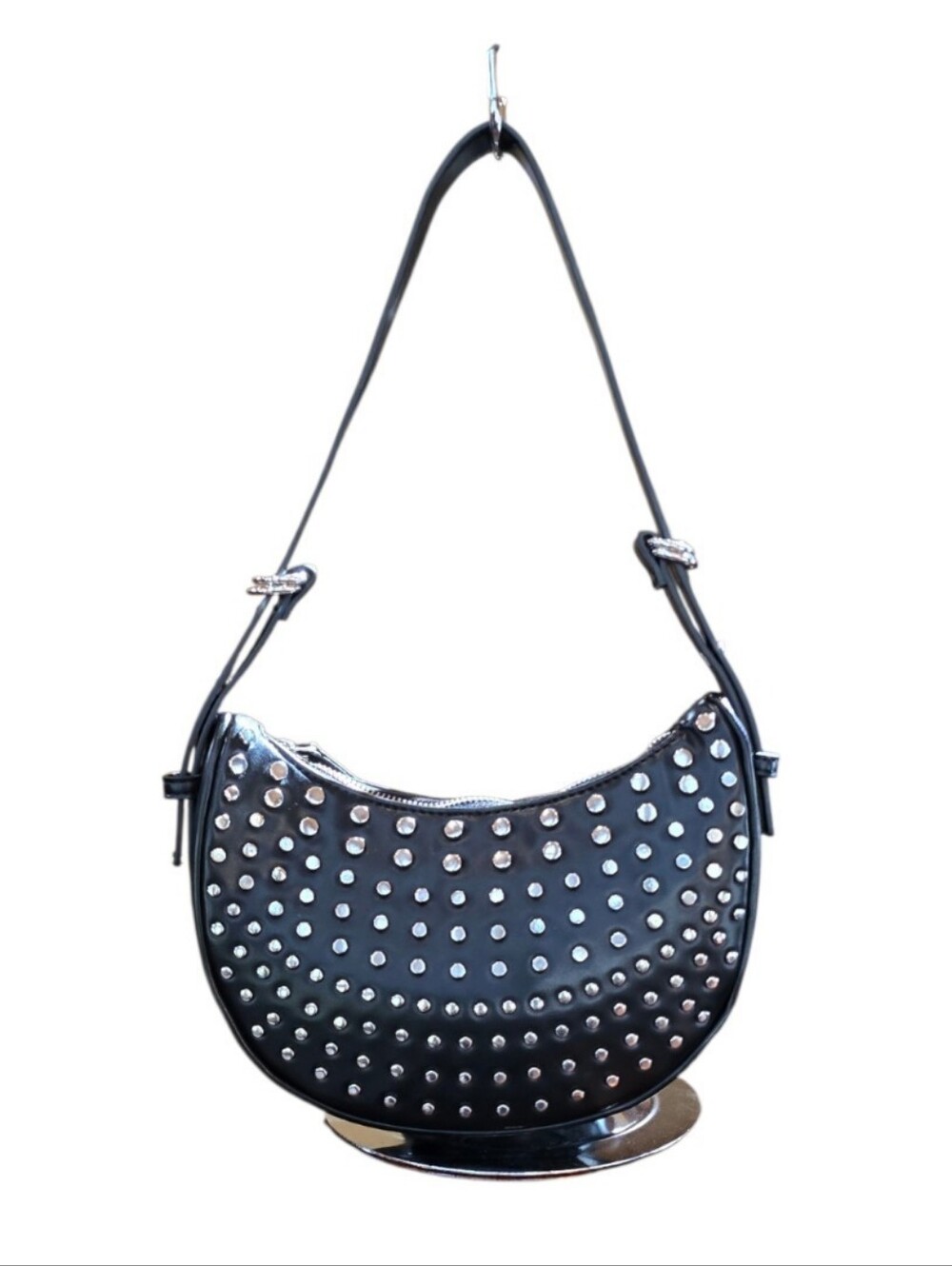 Call It Spring Sparklina Studded Black Faux Leather Shoulder Bag